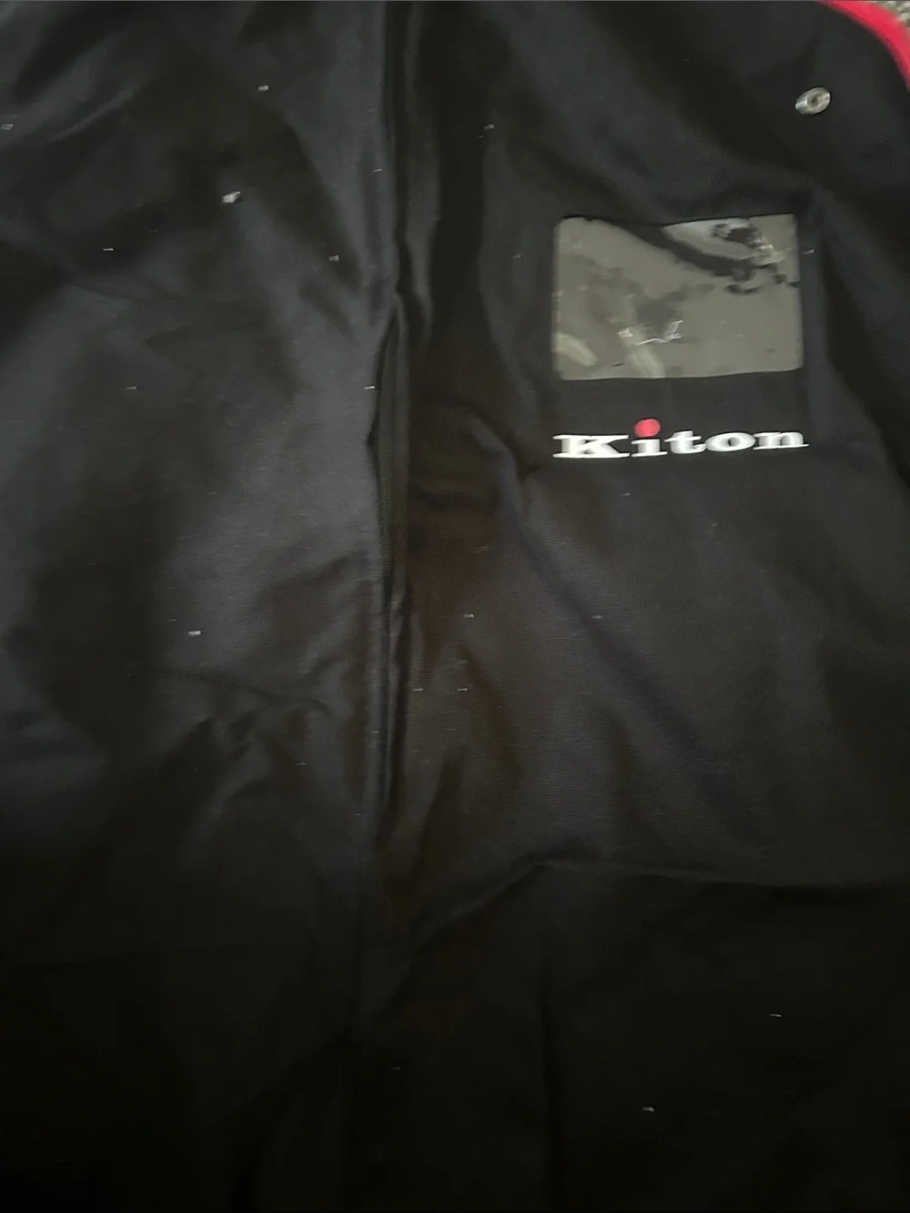 Kiton Black Garment Bag with Red Piping